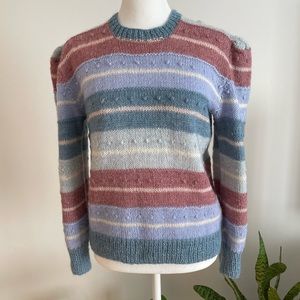 Vintage 70s/80s Hand Knit Striped Popcorn Sweater